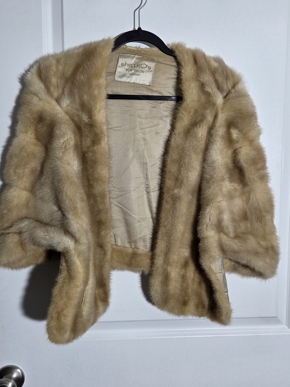 Vintage Shillito's Fur Cape Womens One Size Brown Real Fur Lined Wedding Shawl